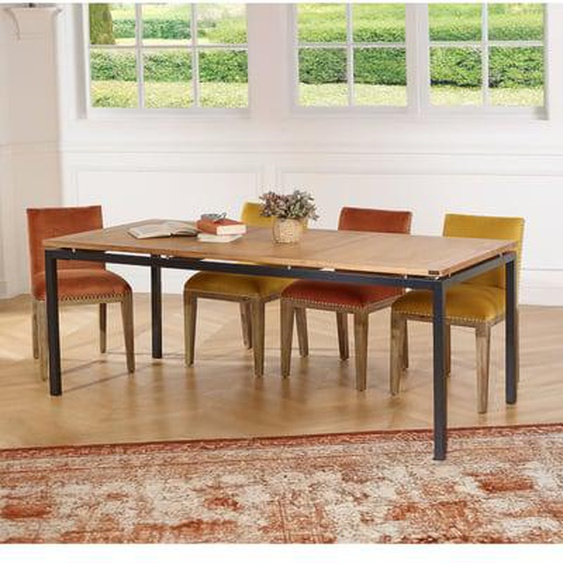 Table rectangulaire métal et chêne 6/8 couverts AIMIE