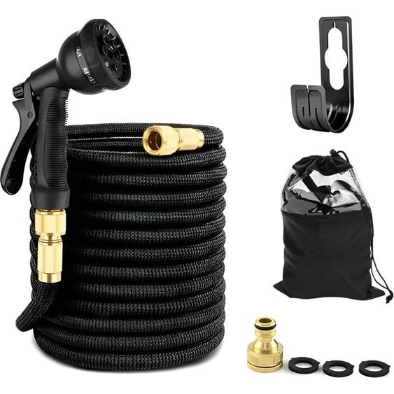 Aimoonsa - Tuyau darrosage - 30m - Flexible et durable - 8 modes de pulvérisation - Comprend un Sac de Rangement - Noir