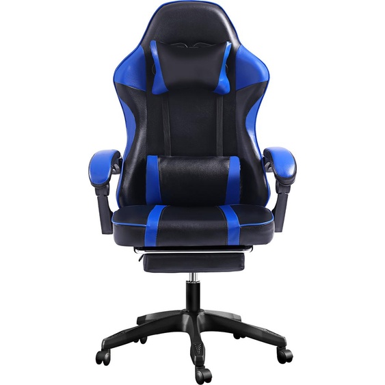 AIORBER Chaise de jeu, pivotante à 360°, lombaire réglable, souple et confortable, ergonomique,Chaise de bureau, Pour chambre, bureau, 65x65x123cm, Bleu