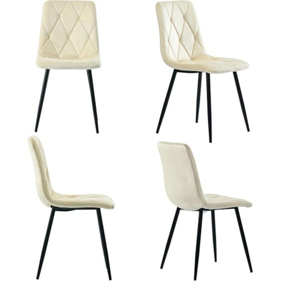 AIORBER Chaises de salle à manger, lot de 4, velours, avec dossier, douces et confortables, structure métallique, minimaliste, pour salle à manger, salon, 45x40x86cm, Beige