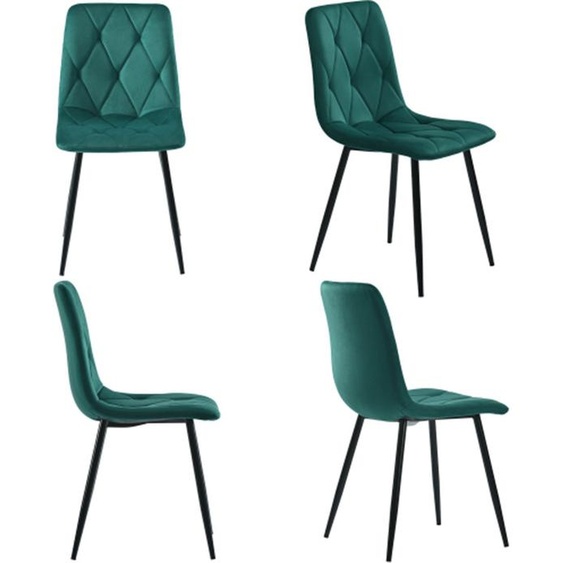 AIORBER Chaises de salle à manger, lot de 4, velours, avec dossier, douces et confortables, structure métallique, minimaliste, pour salle à manger, salon, 45x40x86cm, vert