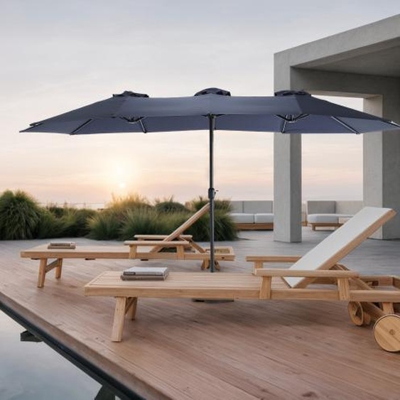 AIORBER Parasol, Rectangulaire, Double Sided, résistant aux UV, 100 % polyester, avec manivelle, 12 baleines en acier, pour jardin & piscine, 453 x 267x 215 cm