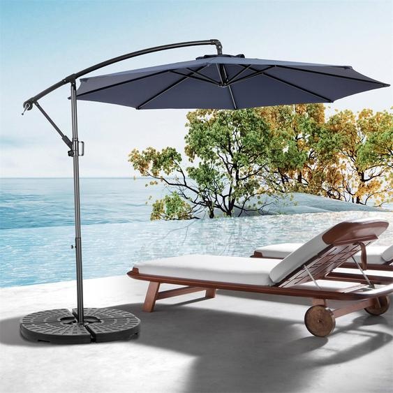 AIORBER Pied de parasol, 14,8 Ft, ombre forte, design double face, facile à utiliser, mécanisme à manivelle,pour jardin, arrière-cour, bleu clair