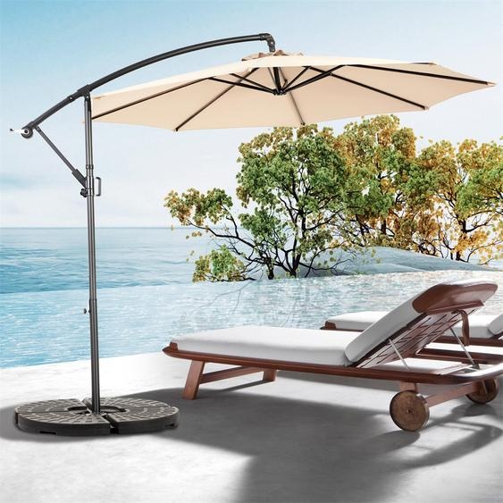 AIORBER Pied de parasol, 14,8 Ft, ombre forte, design double face, facile à utiliser, mécanisme à manivelle,pour jardin, arrière-cour, kaki