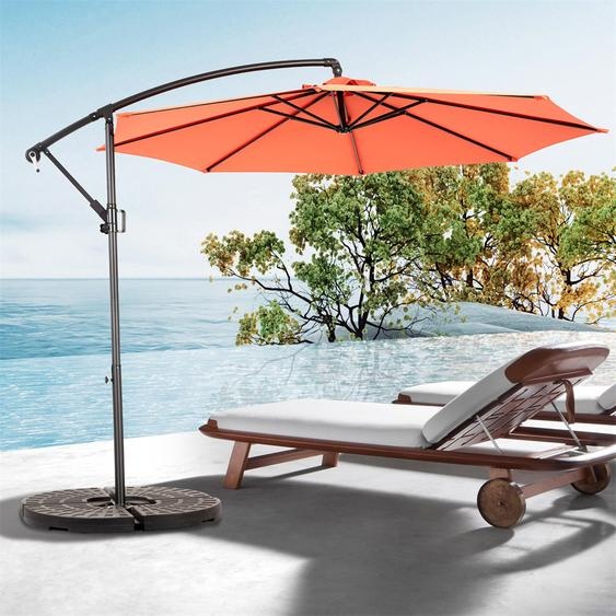 AIORBER Pied de parasol, 14,8 Ft, ombre forte, design double face, facile à utiliser, mécanisme à manivelle,pour jardin, arrière-cour, orange