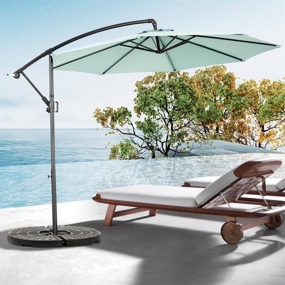 AIORBER Pied de parasol, 14,8 Ft, ombre forte, design double face, facile à utiliser, mécanisme à manivelle,pour jardin, arrière-cour, vert clair