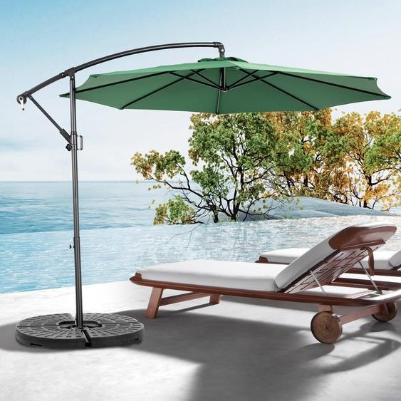 AIORBER Pied de parasol, 14,8 Ft, polyester, ombre forte, design double face, facile à utiliser, mécanisme à manivelle,pour jardin,vert foncé