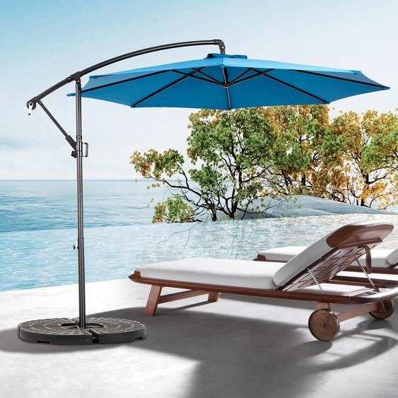 AIORBER Pied de parasol, 14,8 Ft, polyester, ombre forte, design double face, facile à utiliser, mécanisme à manivelle,pour le jardin,bleu foncé