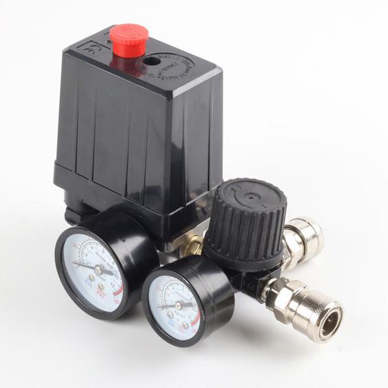 Aiperq - Compresseur Jauges de régulateur de soupape de commande de pressostat de compresseur dair 220 v 0-180 psi avec connecteur rapide