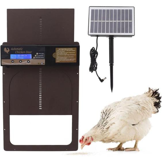 Porte de Poulailler Automatique à énergie Solaire, étanche et Durable, Portes Automatiques de Poulailler en Aluminium avec Minuterie, IP45 pour Ferme
