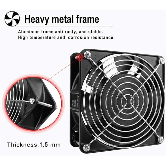 Aiperq - Ventilateur axial pour boîte de cheminée Insérable Haute température Pales en métal Silencieux Universel 120 x 120 x 38 mm
