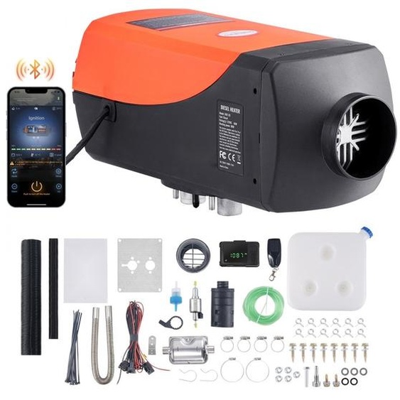 Air Chauffage diesel Chauffage autonome 12 V 8 kW Chauffage à air Chauffage autonome Air Diesel 8 kW 12V - avec écran LCD, télécommande & Bluetooth-APP