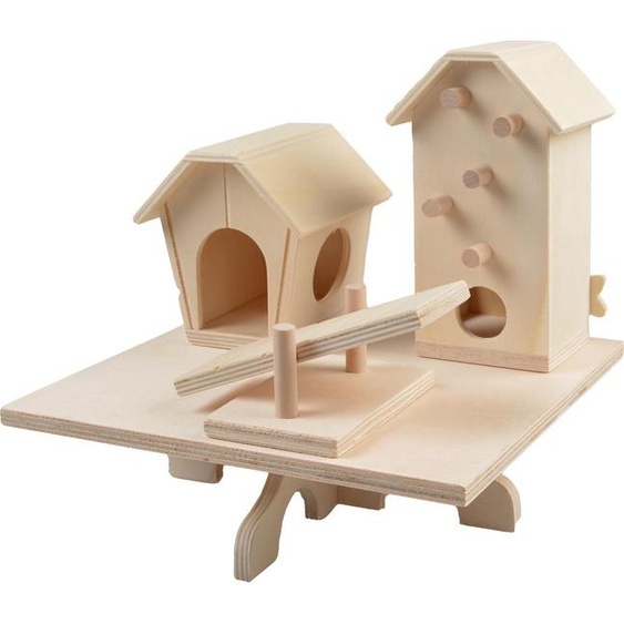 Aire de jeux en bois Duvo+ avec maisons marron