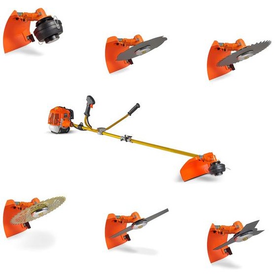 Airus 620 - Débroussailleuse multifonction thermique 6 en 1, moteur 2 temps avec 3 disques, 2 lames et tête à fil tap & go