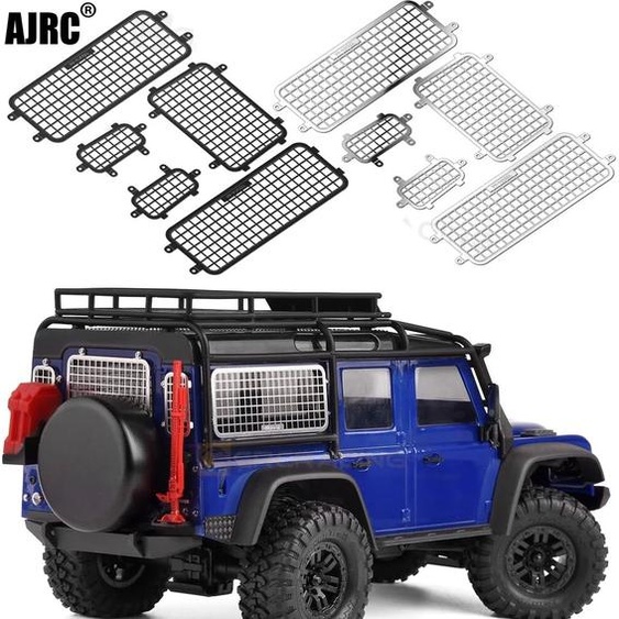 AJRC Filet Anti-collision pour fenêtre stéréoscopique en métal et acier inoxydable, fenêtre latérale + filet de fenêtre arrière pour Traxxas Trx-4m Defender Trx4m 1/18