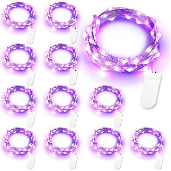 AJW-Halloween Guirlande lumineuse [Lot de 12], 2M 20 LED Guirlande de Lumière Mini à Piles Étanche Fil Dargent Intérieur Déco[55]