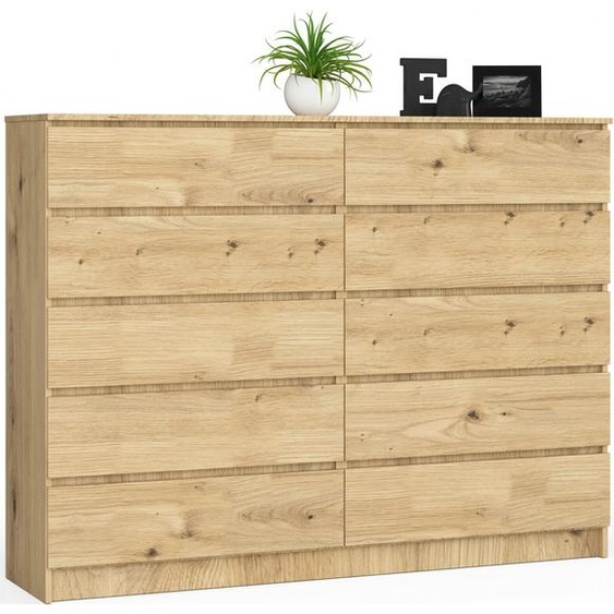 Akord Commode 10 Tiroirs Chêne Artisan 160X40X121