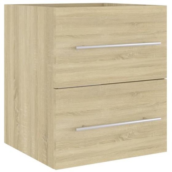 Armoire dévier - AKOZON - Chêne sonoma - Lavabo intégré - 1 tiroir - 41x38,5x48 cm
