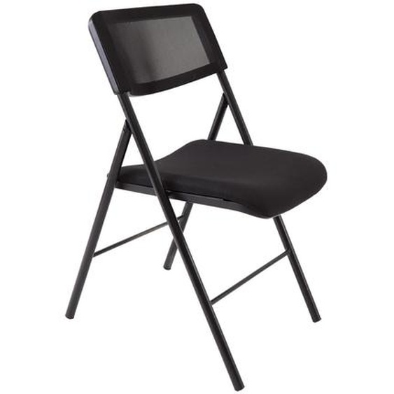 Alba Chaise pliante confort Diva- Dossier maille résille, assise tissu Noir - Pieds noirs
