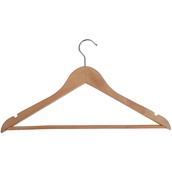 Alba Cintres en bois véritable finition hêtre vernis - Lot de 25