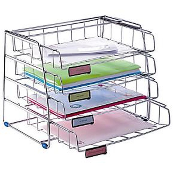 Alba Corbeille à courrier chromé  - H. 31,5 cm - Set de 4