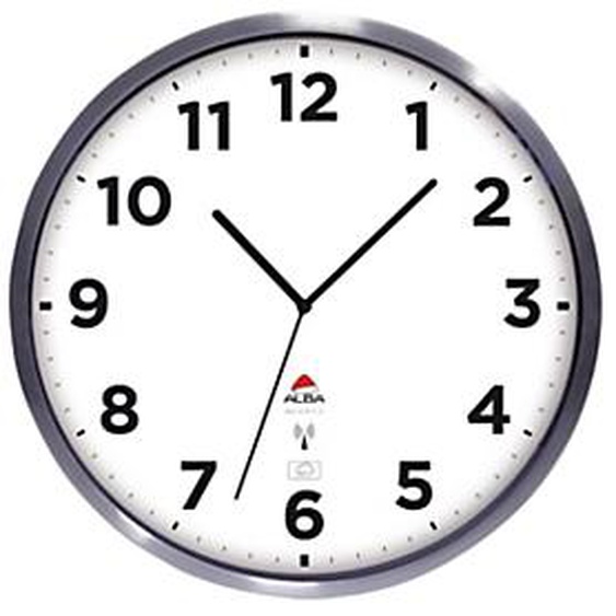 Alba Horloge murale extérieure radio pilotée Hora à quartz - Diamètre 35,5 cm - Blanc