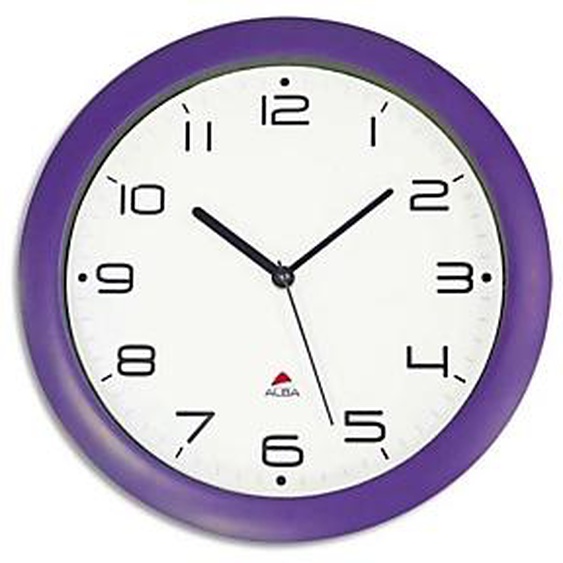 ALBA Horloge murale Hornew silencieuse Prune, pile AA non fournie - Diamètre 30 cm