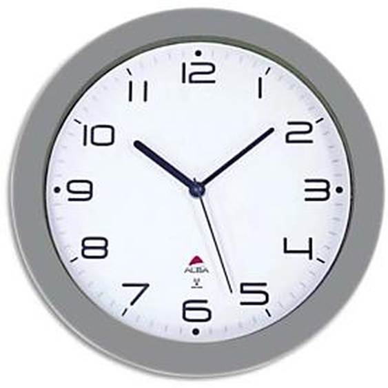 ALBA Horloge murale radio pilotée Hornewrc Grise en métal - Diamètre 30 cm