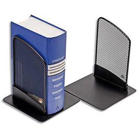 ALBA Lot de 2 Serre-livres en métal Noir Mesh - Dimensions L13 x H16 x P13 cm