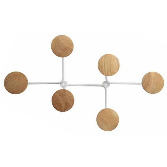 Alba Patère murale Design 6 patères - Bois et métal Blanc
