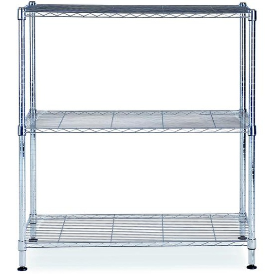 Alba Rayonnage de bureau en fil métal Stockolm 3 tablettes - H. 90 x L. 90 cm - Chromé