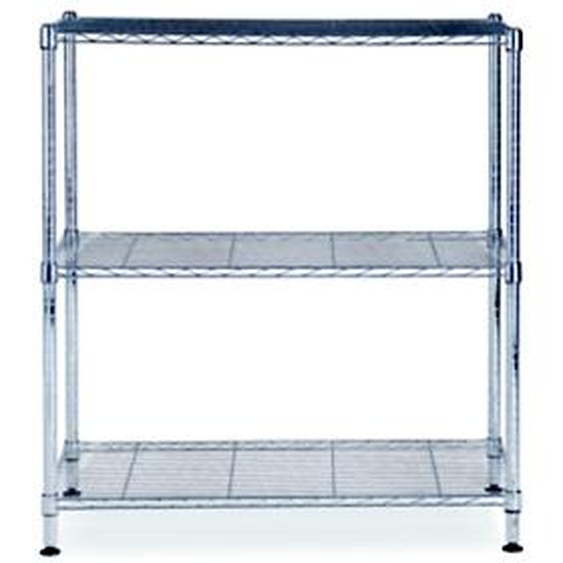 Alba Rayonnage de bureau en fil métal Stockolm 3 tablettes - H. 90 x L. 90 cm - Chromé