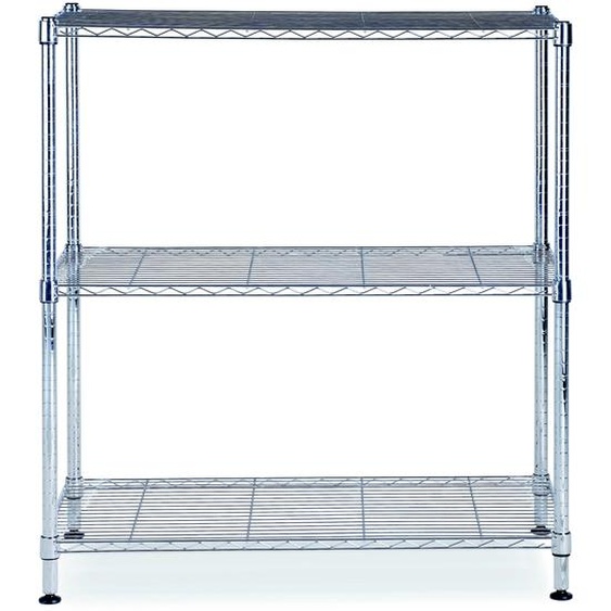 Alba Rayonnage de bureau en fil métal Stockolm 3 tablettes - H. 90 x L. 90 cm - Chromé