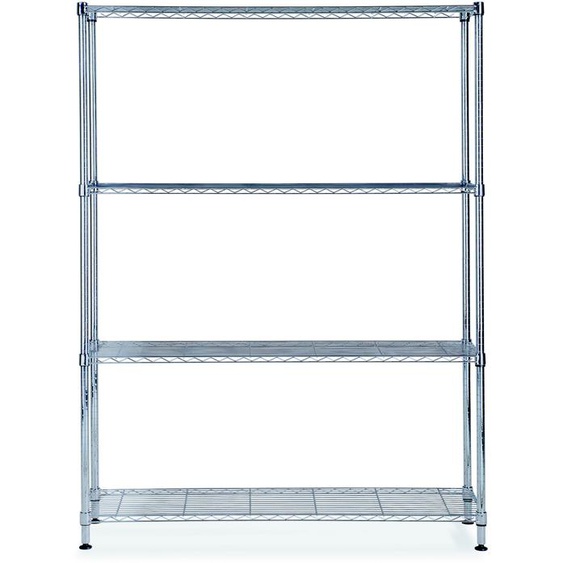 Alba Rayonnage de bureau en fil métal Stockolm 4 tablettes - H. 160 x L. 120 cm - Chromé