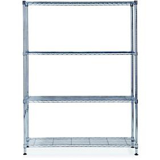 Alba Rayonnage de bureau en fil métal Stockolm 4 tablettes - H. 160 x L. 120 cm - Chromé