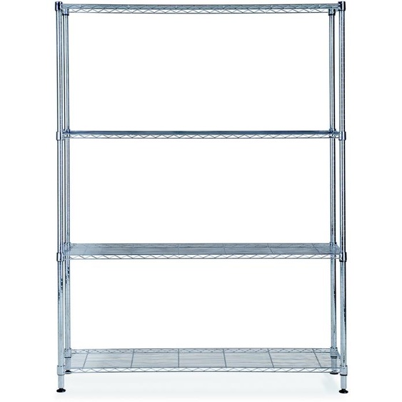 Alba Rayonnage de bureau en fil métal Stockolm 4 tablettes - H. 160 x L. 120 cm - Chromé