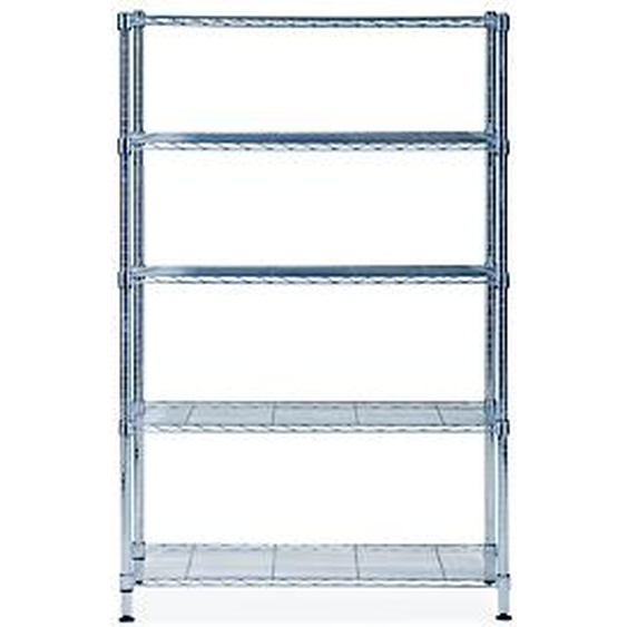 Alba Rayonnage de bureau en fil métal Stockolm 5 tablettes - H. 200 x L.120 cm - Chromé