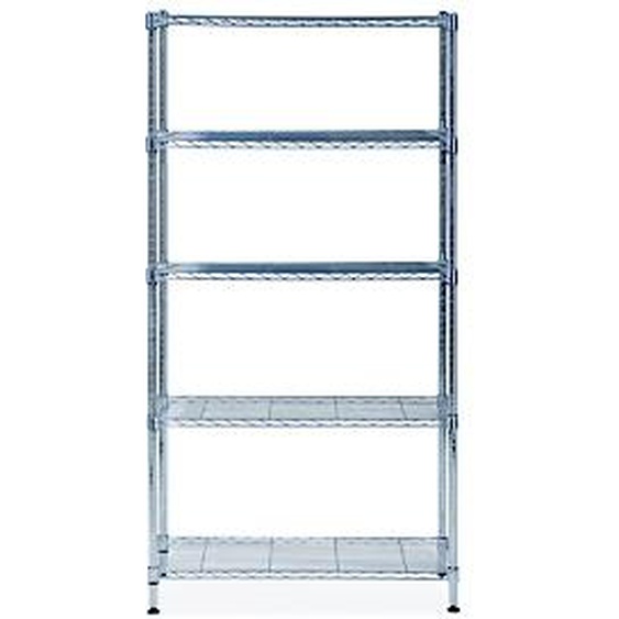 Alba Rayonnage de bureau en fil métal Stockolm 5 tablettes - H. 200 x L. 90 cm - Chromé