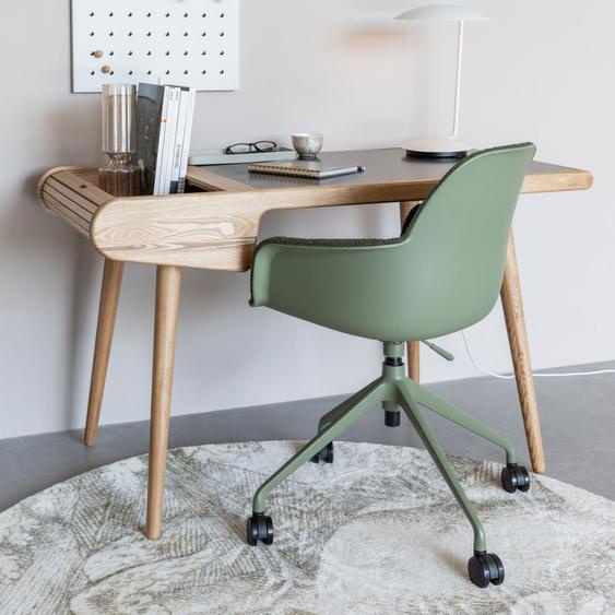 Albert Kuip - Chaise de bureau en tissu bouclette avec accoudoirs pivotante à roulettes - Couleur - Vert