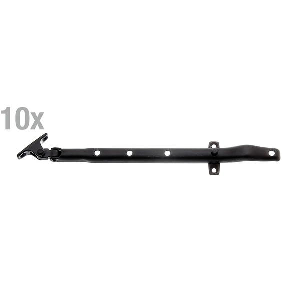 Alberts 10 x arrêt de fenêtre, 285 mm, pour fenêtres à battants et fenêtres à battants, noir