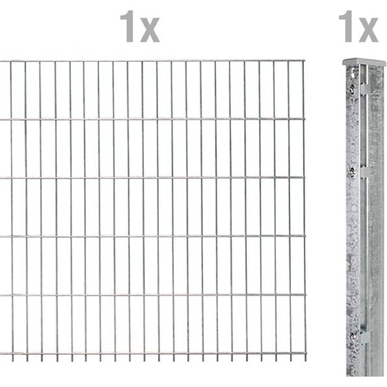 Alberts 644536 Clôture en grillage double comme set complet de clôture, galvanisé à chaud, hauteur 83 cm, longueur 2,5 m