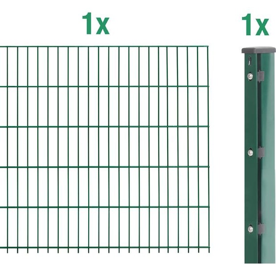 Alberts 644673 Clôture en grillage double comme set complet de clôture, revêtu de matière plastique, vert, hauteur 103 cm, longueur 2,5 m
