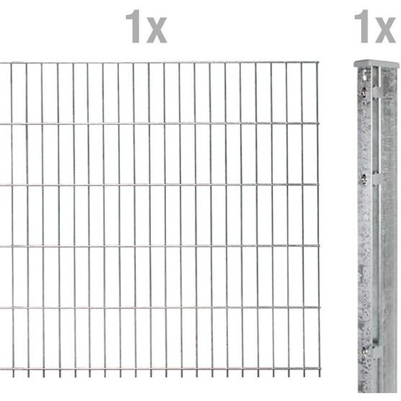Alberts 645359 Clôture en grillage double comme set complet de clôture, galvanisé à chaud, hauteur 83 cm, longueur 2,5 m