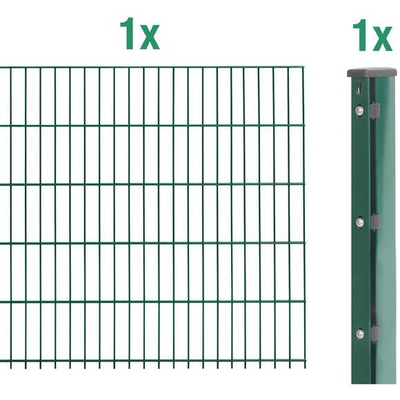 Alberts 645519 Clôture en grillage double comme set complet de clôture, revêtu de matière plastique, vert, hauteur 83 cm, longueur 2,5 m