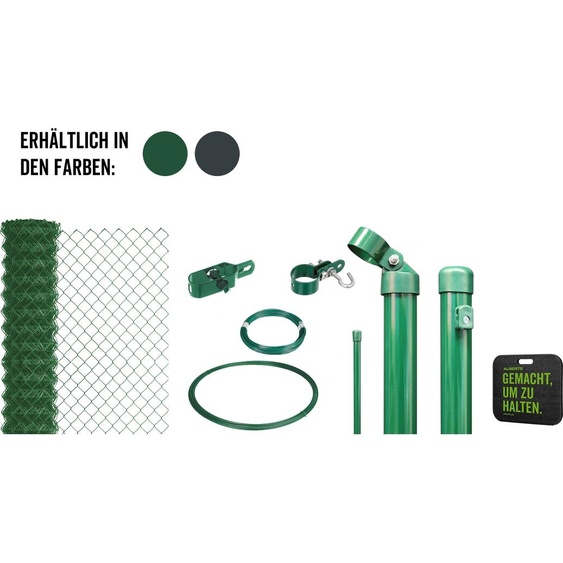 Alberts 697020 Clôture grillagée comme set complet de clôture, à bétonner avec genouillère, vert, hauteur 80 cm, longueur 15 m