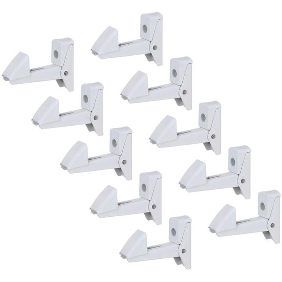 Alberts 864682 Arrêt de volet et de porte, autobloquant, aluminium, laqué blanc, distance arrêt - plaque 15 - 50 mm, lot de 10