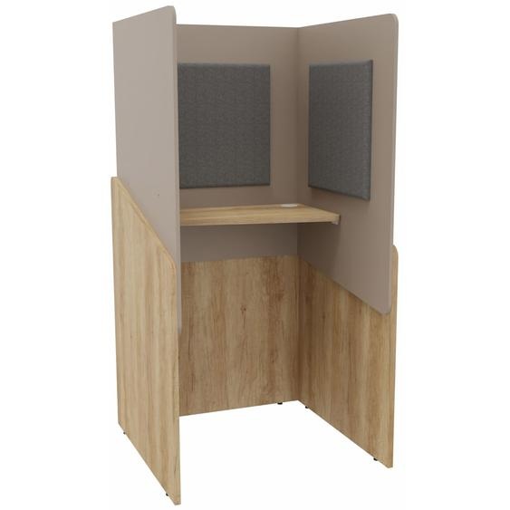 Alcôve cabine de confidentialité acoustique debout CALME Bas Chêne Nebraska - Haut Argile - Habillage Gris