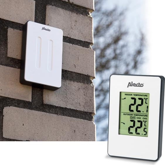 Alecto WS-1050 - Station météo avec capteur extérieur sans fil, blanc