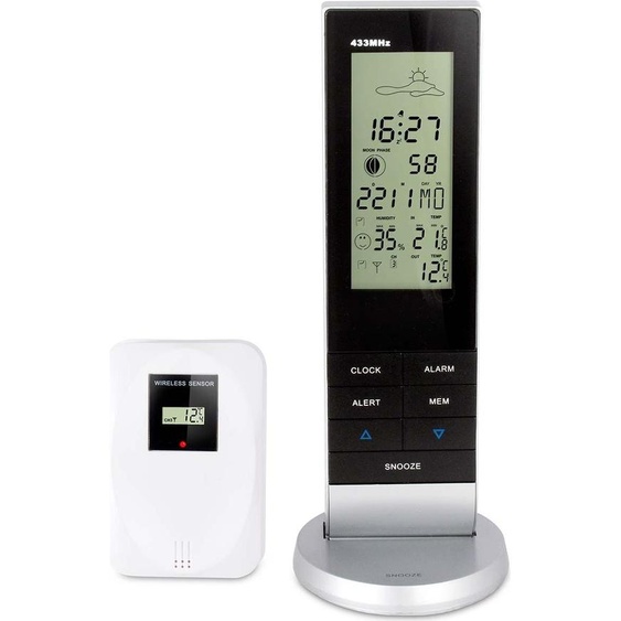 Alecto WS-1150 - Station météo avec capteur extérieur sans fil, noir/argenté
