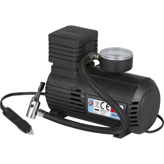 All Ride Compresseur dair portable 15Bar - Prise allume-cigare du véhicule - Tuyau à air 45 CM inclus - 140 x 80 x 170 MM - Puissance 144W - Plastique - Noir